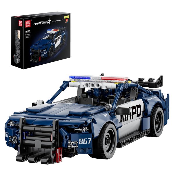 Mould King Police Cars Building Sets, Pull Back Cop Car Kits Toys, 15073 Mustang Car Model, Collectible Speed Champion Model Car Vehicles Blocks, Sports Car for Adults and Kids 8+