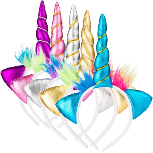 Unicorn Headband - (Pack of 5) Unicorn Headband for Girls, Toy Unicorn Party Favors for Kids ,Unicorn Birthday Party Supplies for Kids, Sparkling Flexible Unicorn Horn Headband, Unicorn Party Hats