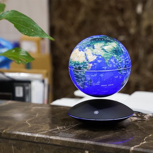 Floating Globe Lamp,6" World Geographic Globes Anti Gravity 360 Rotating World Map with LED Light Magnetic Levitating Globe Home Office Desk Decor Creative Birthday Gifts