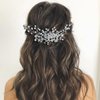 Easedaily Crystal Bride Wedding Hair Comb Silver Rhinestone Bridal Hair Piece Pearl Headpiece Hair Accessories for Women