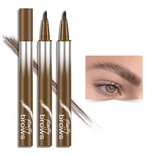 KYDA 2 Pcs Liquid Eyebrow Brush Pen, Brow-Fection Angled Brush & Dip, Lasting Liquid Brow Pencil, Multifunction Square Brush for Natural Brow-looking, Laminated Eyebrow Pen, Quick Dry, #03