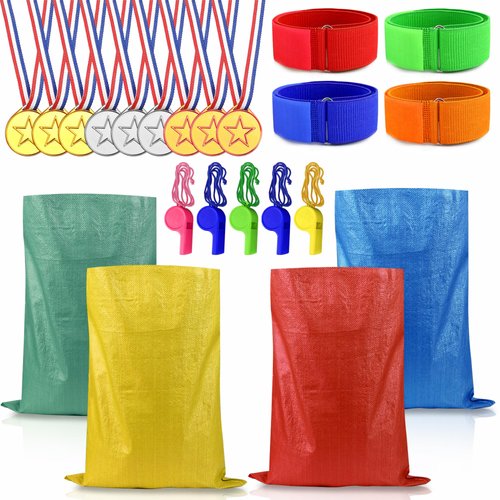 XIPEGPA 22 PCS Outdoor Potato Race Bags 3 Legged Race Bands for Outdoor Birthday Party Family Outside Yard Lawn Party Favors