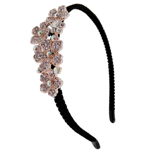 bodbop Crystal Hair Band, Fashion Headband for Women, Pearl Hairband Head Hoop for Girls with Pretty Cute Rhinestone Flower, Nice Elegant Headwear Accessory with Shiny Bling for Wedding Bride Beauty