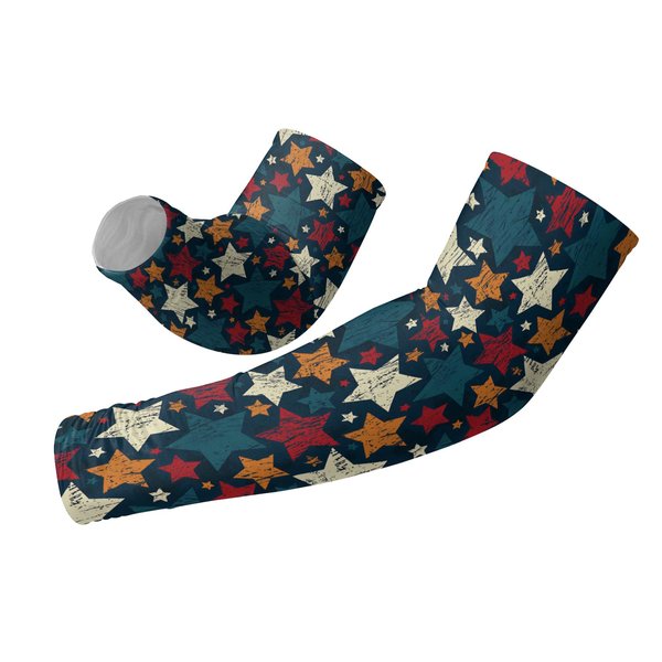 yicomon Cooling Arm Cover For Men & Women - Stars Blue Red Colorful Uv Sun Protection Arm Sleeves For Driving Golfing Fishing Cycling Hiking