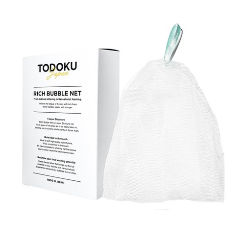 TODOKU Japan Rich Bubble Face Wash Soap Net, 4 Layer Mesh, Marshmallow Whip Maker (TURQUOISE)