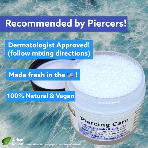 Urban ReLeaf Piercing Care - Healing Sea Salt & Botanical Aftercare - Safely Clean & Heal New & Stretched Piercings - 1 (3 Ounce)