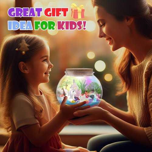 MYDOVA Unicorn Terrarium Crafts Kit for Kids - Unicorn Birthday Gifts Toys with LED Night Light-Up & Remote Control DIY Unicorns Toys Arts and Crafts Kit for Kids Girls Ages 6-8 8-12 Year Old