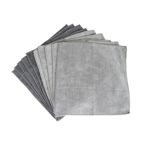 Sophisti-Clean Stainless Steel Microfiber Cloths, Soft Absorbent Non-Abrasive Cleaning Cloths, Lint Free, Streak Free, Gray, (Pack of 10)