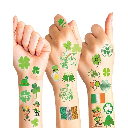 St Patricks Day Tattoos, 180Pcs St Patricks Day Stickers St Patricks Day Temporary Tattoos Shamrock Tattoos, 20 Unique Sheets St Patricks Day Face Tattoos