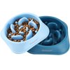 MateeyLife Slow Feeder Dog Bowls 2PCS, Anti-Choking Puzzle Dog Food Bowls, Anti-Slip Interactive Dog Feeding Bowls Slow Down Eating, Bloat Stop Maze Dog Dishes for All Breeds Pets LightBlue&DarkBlue