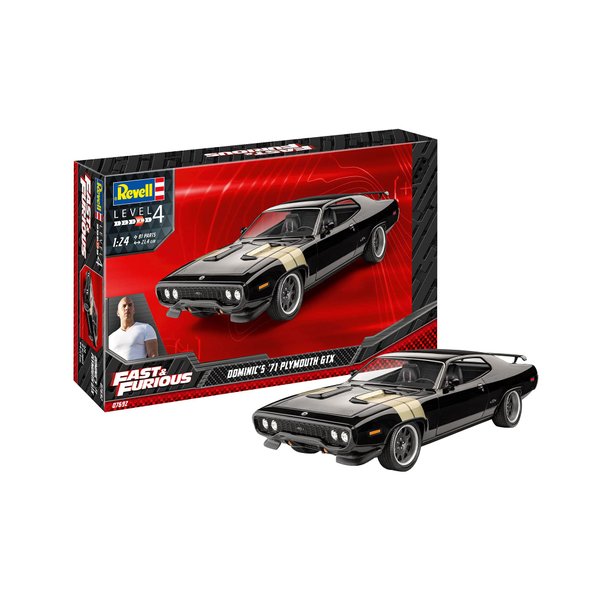 Revell 07692 Dominic's 1971 Plymouth GTX (Fast & Furious) 1:24 Scale Model Kit, Black