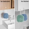 Nulubuu Soft Absorbent Chenille Ball Towel Sets, Quick Dry Hand, Towels for Bathroom/Kitchen Pack of 3 (Mint Green+Light Blue+Blue)