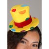 Mini Yellow Clown Top Hat for Adults - Velour Headband, Colorful Polka Dots, Foam Backed Plush Design Standard