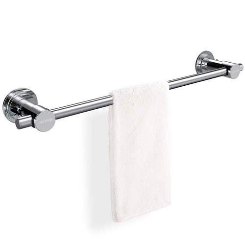 BOPai 24 inch Vacuum Suction Cup Towel Bar,Removeable Shower Mat Rod Shower Door Adhesive Towel Bar Rack,Premium Chrome