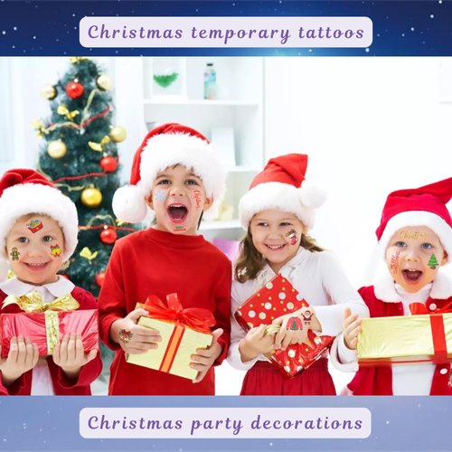 Christmas Temporary Tattoos Party Favors Supplies Santa Claus Xmas Festival Gift Idea For Holiday Kids Boy Girl Child Decorations Décor Halloween New Year Navidad Año Nuevo
