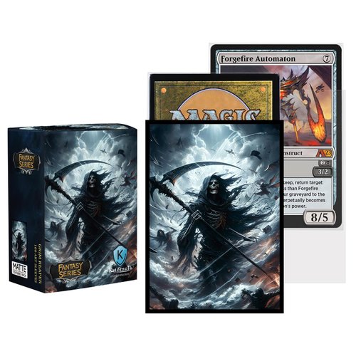 Katomula 100 PCS MTG Card Sleeves with 100 PCS Perfect Fit Sleeves, Art Matte Card Sleeves with Inner Sleeves - Fit Standard Size Cards - Grim Reaper