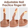 Acrylic Nail Practice Finger Kit, BORNBYME Acrylic Nail Training with 1 Base Stand, 3 Adjustable Fake Fingers, 100 Brown Nail Tips, Movable Training Nail Practice for Nail Beginner…