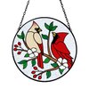 Tuitessine Cardinal Stained Glass Suncatcher Red Bird Sun Catcher Cardinal Glass Wall Window Hanging Ornament Hand-Painted Glass Panel Decor Christmas Birthday Gift for Grandma Birds Lover 6.3×6.3”