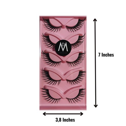 Cat Eye Lashes Mink Magnetic Eyelashes Natural Look 3D Curl Winged Natural Durable Makeup Realistic Self Adhesive Messy End Eye Elongated Thick False Eyelashes Soft Fake Lashe (5 Pairs Pack) (Style 7)