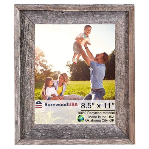 BARNWOODUSA | Farmhouse Style Rustic 8.5x11 Picture Frame | Signature Molding | 100% Reclaimed Wood | Rustic | Natural Weathered Gray
