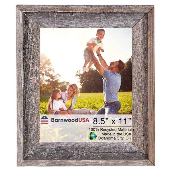 BARNWOODUSA | Farmhouse Style Rustic 8.5x11 Picture Frame | Signature Molding | 100% Reclaimed Wood | Rustic | Natural Weathered Gray