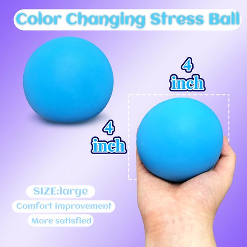 Giant Squishy Stress Balls for Kids and Adults, 4-inch Jumbo Squeeze Balls, Stretchy Dough Stress Ball Squishy Toys for Kids Party Favors, Sensory Toys | Blue Color Changing Stress Relief Balls