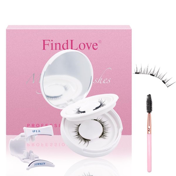 FindLove 2 pairs Magnetic Lashes with Applicator Short Waterproof Magnetic Eyelashes Kit Natural Look Easy to Wear(XEM)