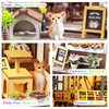 DIY Miniature House Kit,Tiny House Pet Shop with Furniture & LED,DIY Dollhouse Miniature Kit for Adults Teen,Mini House Building kit,3D Wooden Craft Mini Model Kit,Birthday Gifts Home Decor