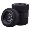 Shaluoman 4Pcs 1/10 On-Road Foam Tires& 2080-3mm Wheel Rims 12mm Hex for HSP HPI RC Racing Car Toy, Black
