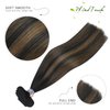 WindTouch Clip in Hair Extensions Real Human Hair 14inch 120g 7Pcs #1BT6P1B Ombre Natural Black to Chestnut Brown Balayage Hair Extensions Clip ins for Women, Human Hair Extensions