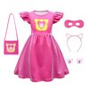 SHELOVESIT Girls Superhero Cosplay Costume Kitties Dress Movie Character Cat Dress Up Outfits - 140cm/7T-8T - Rose