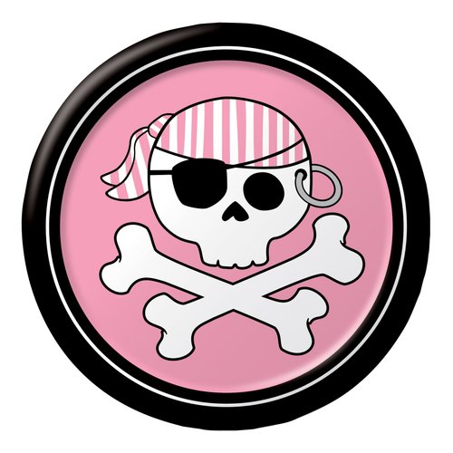 8-Count Round Paper Dessert Plates, Pirate Parrty Girl