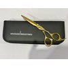 7INCHES AND 6.5INCHES PROFESSIONAL HAIR CUTTING AND THINNING SHEARS SET RAZOR EDGE BARBER SCISSORS HANDMADE SCISSORS RIGHT-HAND MADE OF HIGH CARBON STEEL (GOLDEN, 7)