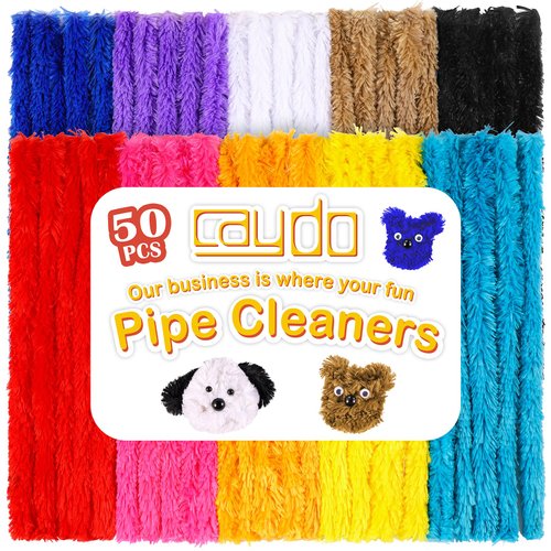 Caydo 20 Pieces Extra Thick Pipe Cleaners Craft Supplies 10 Colors Soft Chenille Stems for Kids Art Craft DIY Projects Creative Decoration (30 mm x 12 Inch)