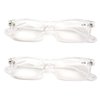 2 Pairs Casual Fashion Rectangular Reading Glasses - Stylish Simple Readers Magnification (Clear, 2.75)