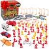 Fireman Action Figure Toys - 100pc Firefighter Figurines Playset Includes Firemen, Firetrucks, Ambulances, Rescue Boats & More - Great for Pretend Play & Dioramas- Xmas Gifts for Kids & Collectors