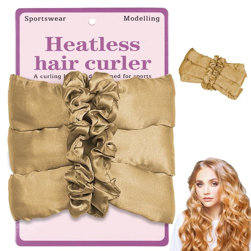 Heatless Hair Curler Headband For Long Hair Soft curlers Sleep Overnight Creates heatless curls and waves No Heat Curlers Rod for Women Girls Brown