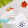 Toyvian 2pcs Miniature Chair Mini Beach Chair Sun Umbrella Cake Topper Micro Landscape Bonsai Dollhouse Decor for Aquarium Terrariums Decoration Cake Ornaments