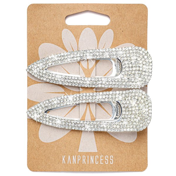 KANPRINCESS 2PCS 3.3Inch Rhinestones Hair Clips,Gold Hair Clips Barrettes, Rhinestones Hair Accessories for Women Girls Bridal,Wedding,Party,Prom(Silver)