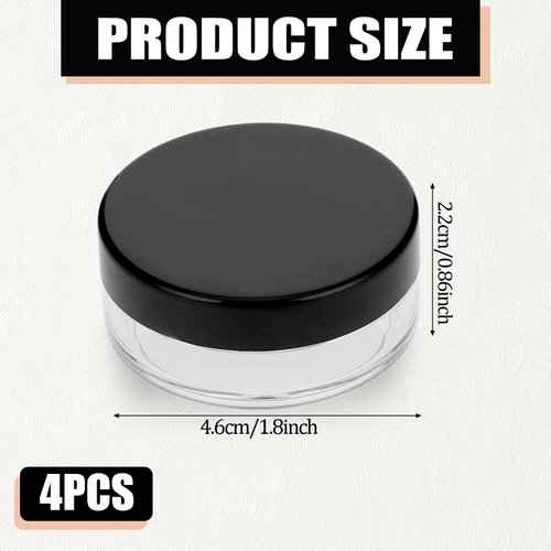 10 ml/ 0.34oz Refillable Loose Powder Container 4PCS Plastic Loose Powder Compact Container DIY Empty Makeup Powder Travel Container Case with Elasticated Net Sifter