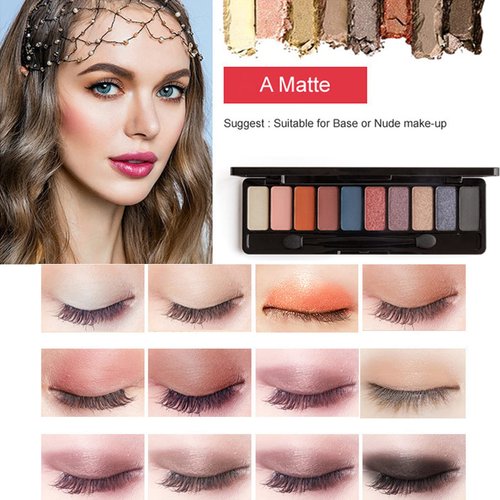 Vtrem 10 Colors Eyeshadow Palette Matte Neutral Shades Waterproof Blendable Eye Shadow Highly Pigmented Eye Makeup Palettes Set for Beginners Any Skin Tones Shading & Contouring Smokey Eye