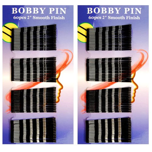 Bobby Pins Black, 2 Inches Smooth Finish Bun Hair Pins Clips for Women Girls Kids Great for All Hair Types (120 Count, Black)