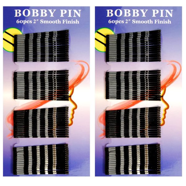 Bobby Pins Black, 2 Inches Smooth Finish Bun Hair Pins Clips for Women Girls Kids Great for All Hair Types (120 Count, Black)