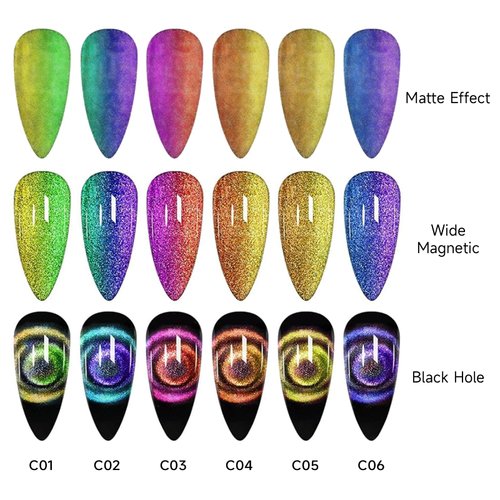 TWOEIGHT 9D Cat Eye Gel Nail Polish, Magnetic Cat Eye Gel Polish Set, 8ml*6 with 1Magnets, Classic Colors Chameleon Magic Galaxy Effect Soak off Nail Art - Sparkle Stunning Gel Polish Gift for Women
