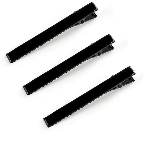 50 Pcs Black Alligator Hair Clip Single Prong Flat Top Metal Duck Bill Clip Hair Hairbow Accessories for DIY Craft (7.5cm)