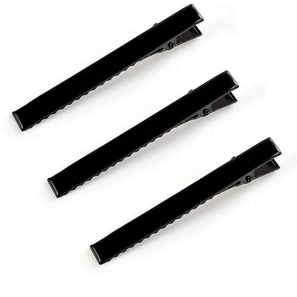 50 Pcs Black Alligator Hair Clip Single Prong Flat Top Metal Duck Bill Clip Hair Hairbow Accessories for DIY Craft (7.5cm)