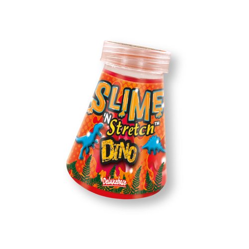 Slime 'n Stretch Dinosaur from Deluxebase. Amber Slime with Stretchy Dinosaur Toy for Kids. These Prehistoric Themed Squishy Slimes Make Great Animal Toys for Girls and Boys and Kids Party Favors