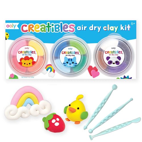 OOLY Creatibles, 12 Colors Air Dry Clay Kit for Kids Craft, Modeling Clay with 3 Shaping Tools, Craft Supplies & Materials, Airdry Clay DIY Art Set for Kids Ages 6 and Up