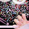 3D Color Tiny Blossom Flowers Nails Charms Kit, Color Butterfly Nail Acrylic Charms, Shiny Gold Multi Shapes Butterfly Flower Moon Star Cross Nail Art Charms DIY Jewel Accessories with Pickup Tool