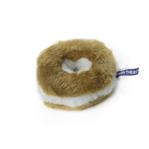 Copa Judaica Chewish Treat 4-Inch Diameter Bagel Cream Cheese Squeaker Plush Dog Toy, Small